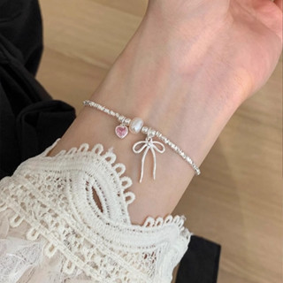 Phụ Nữ Mạ Bạc Đẹp Bling Ngọc Trai Nơ Dây Đeo Tay Vòng Tay Lắc Tay Phụ Kiện Thời Trang