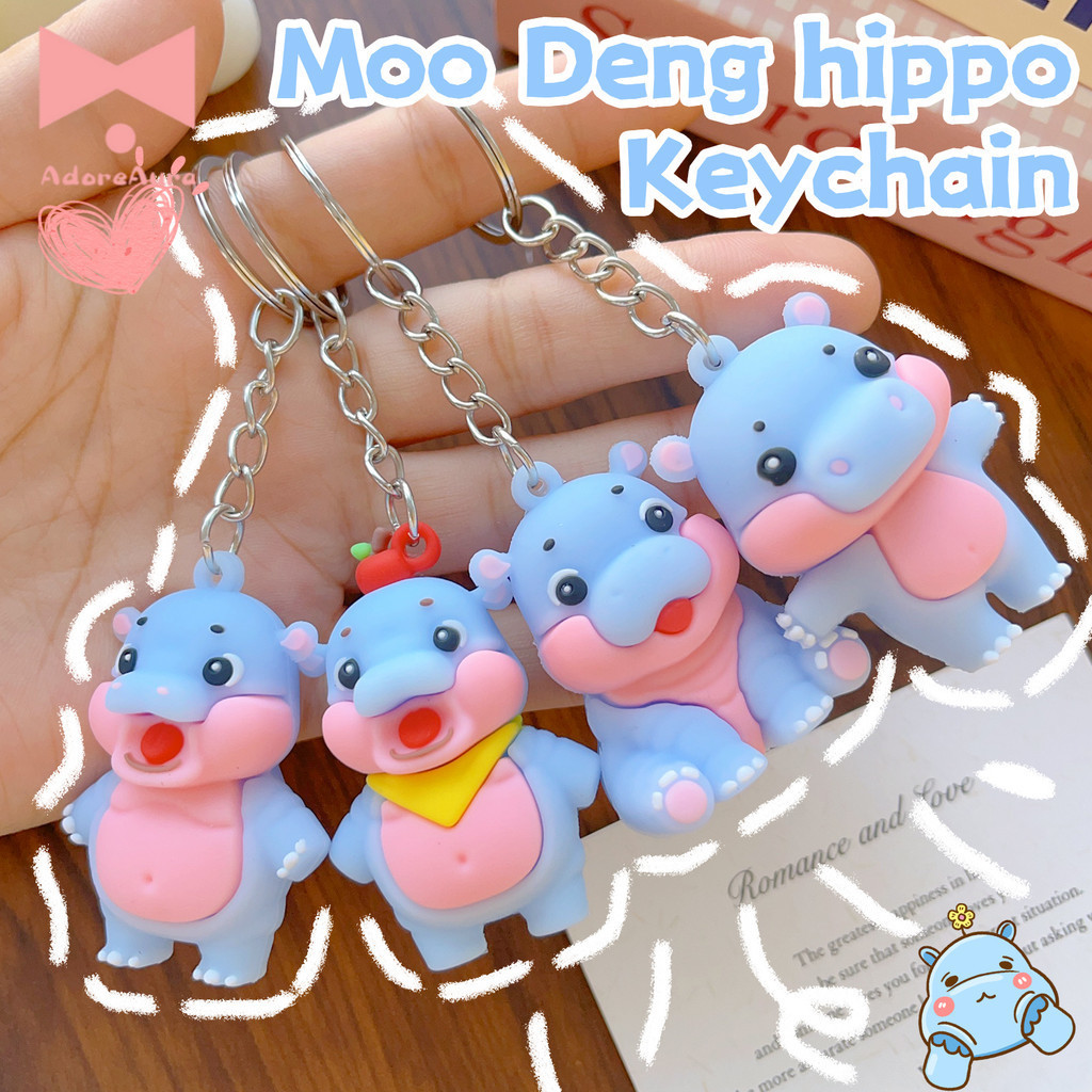 [Thời trang] - Móc khóa Kawaii Hippo - Thiết kế MooDeng hoạt hình, Mặt dây chuyền dễ thương cho túi 