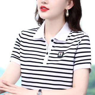 100% Chất Lượng Mẹ Ve Áo Thun Nữ Tay Ngắn Mùa Hè Phong Cách Mới polo Trung Niên Thể Thao Thường Ngày Hàng Đầu Kích Thước Lớn
