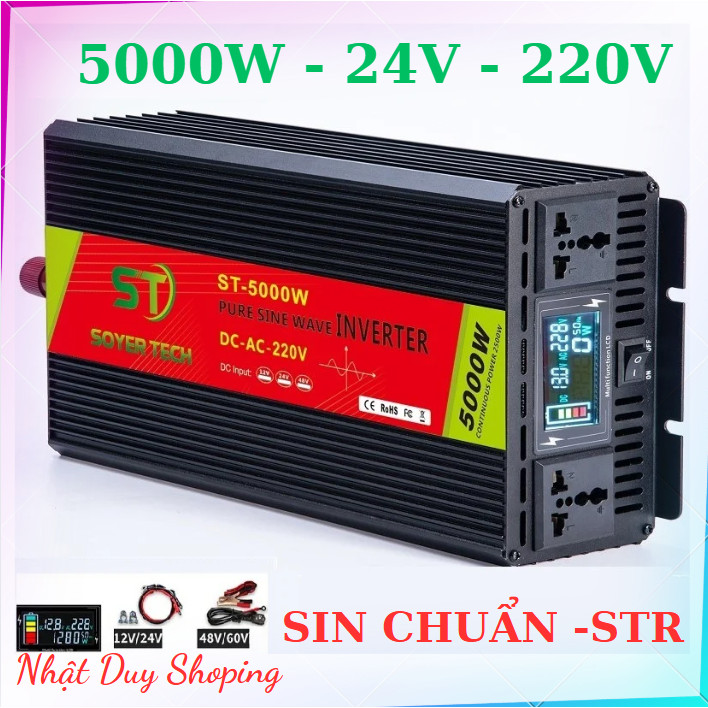Bộ chuyển đổi điện 5000W- 24V Sin chuẩn chính hãng SOYER TECH-5000W-12V-220V- MÃ STR.