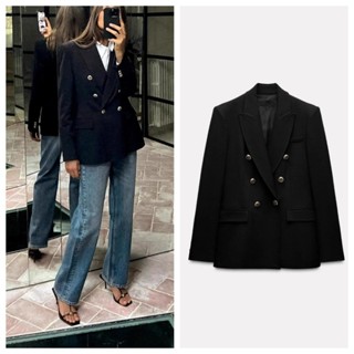  Zara Thu Đông Sản Phẩm Mới Nữ Châu Âu Phong Cách Mỹ Hai Lông Đi Lại Slim-Fit Dài Tay Áo Blazer Thường Ngày 8634599 