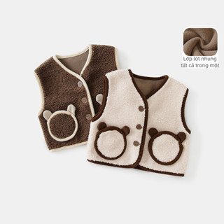  Áo gile bé trai bé gái mùa thu đông - Áo giữ ấm lót lông phong cách Hàn Quốc cho trẻ em 