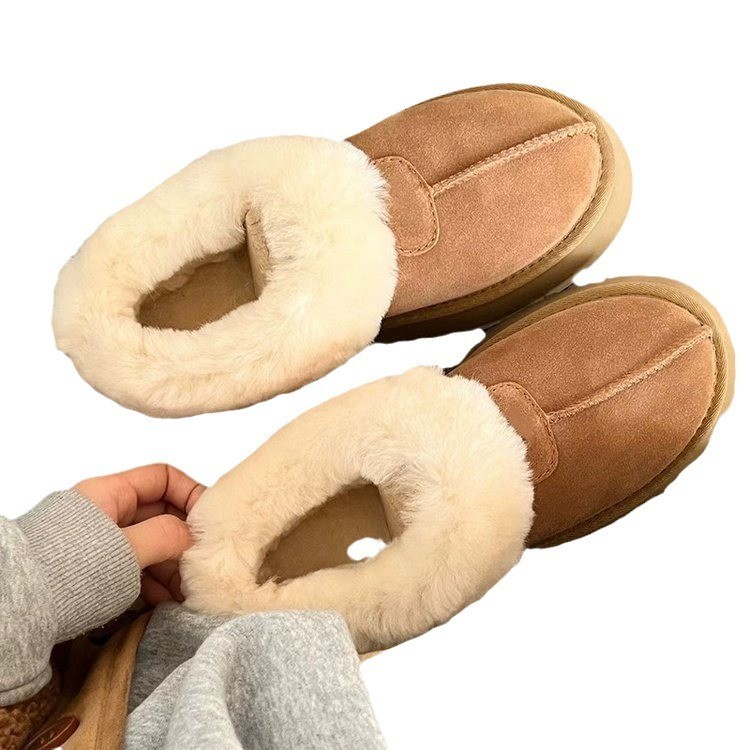 Yoke116 UGG Da Thật Chính Hãng Lông Dày Tích Hợp Giày Tuyết Nữ Mùa Đông 2024 Ấm Áp Ngắn Cotton Giày 