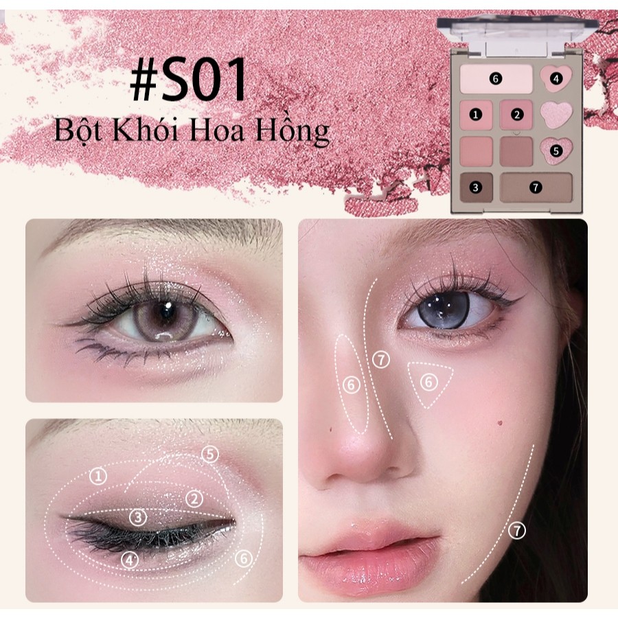 VEECCI Bảng Phấn Mắt 10 Ô Bảng Phấn Mắt Hồng Nhũ Lâu Dài Trang Năng Mịn Dễ Tán MINI 4.2g | BigBuy360 - bigbuy360.vn