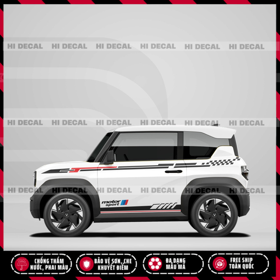 Tem dán xe VF3 - Tem Decal Motor Sport thể thao dán xe VF3 chống nước, bền màu (VF3HD)