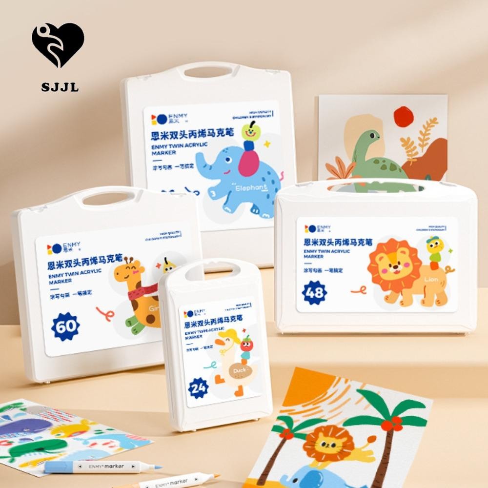 SJJL Dual Tip Brush Acrylic Paint Marker, Hook Liner Gel Pen 24 / 36 / 48 / 60 / 80 Màu Bút đánh dấu
