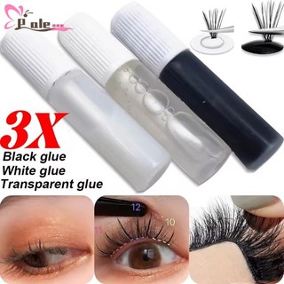 [BZ] Bộ keo dán lông mi 3 chiếc (Đen / Trắng / Trong suốt), Keo dán phẫu thuật khô nhanh, 3 màu Đen / Trắng / Trong suốt