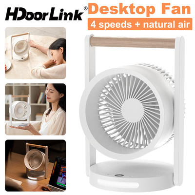HdoorLink Để Bàn Quạt Nhỏ USB Để Bàn Quạt Làm Mát Có Đèn LED Quạt Bàn Cho Văn Phòng Tại Nhà Phòng Ngủ