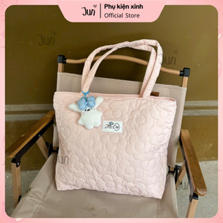 Túi tote túi xách chần bông may hoa Hàn Quốc có khóa kéo túi xách đeo vai đựng laptop 15.6 inch T17