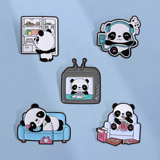 Hoạt Hình Dễ Thương Gấu Trúc Men Pin Ngộ nghĩnh Kawaii Nhà Gấu Trúc Thổ Cẩm Động Vật Huy Hiệu Phụ Kiện Quà Tặng Cho Trẻ Em
