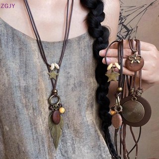 TEROKK Vintage Boho Kim Loại Lông Vũ Vòng Cổ Dành Cho Nữ Cổ Dài Dây Xích Mặt Dây Chuyền Handmade Tuyên Bố Lớp Trang Sức Phụ Kiện MỚI