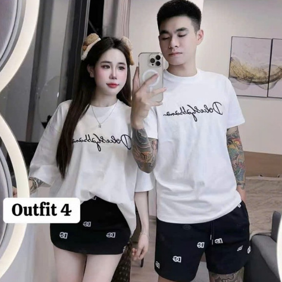 ( Unisex) Set Đồ Đôi Mùa Hè Dê Gà . Bộ Thể Thao Váy Áo Quần Chất Cotton Nam Nữ 895