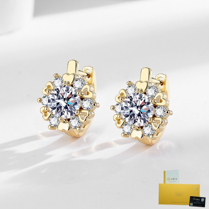 [Có Chứng Nhận Gras] Bông Tai Moissanite Mới Vàng Thật Thời Trang Nữ Bông Tai Bông Tai Khóa Mặt Dây Chuyền Trang Sức