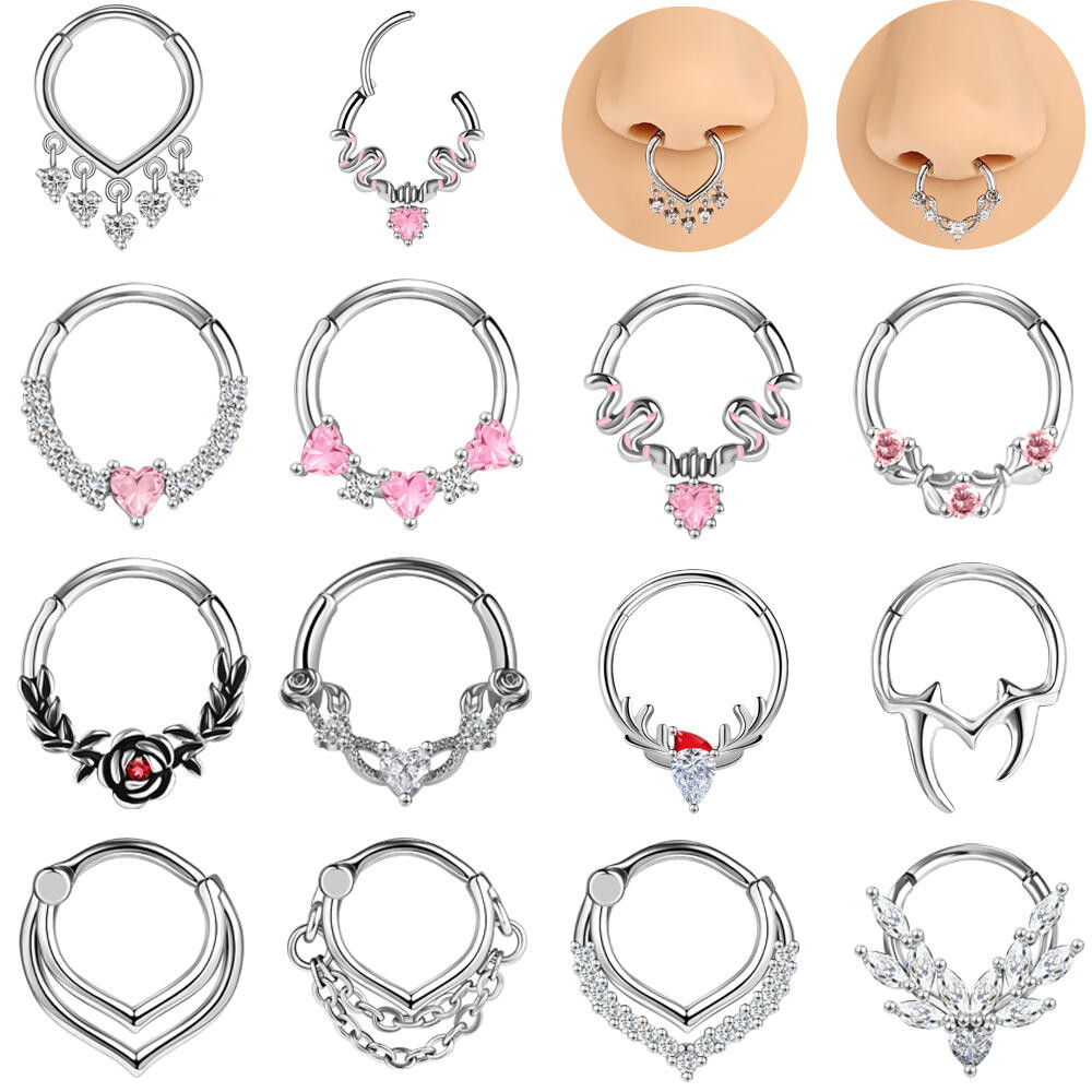 1 Chiếc 16G Mũi Xuyên Nhẫn Thép Không Gỉ Septum Xuyên 8 Mm / 10 Mm Septum Nhẫn Dành Cho Nữ Và Nam Cơ