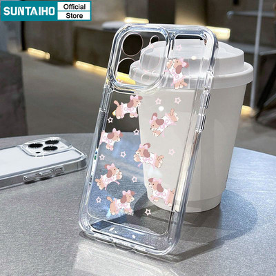 Suntaiho Ốp điện thoại họa tiết chó con dễ thương và đáng yêu TPU trong suốt Vỏ chống sốc cao cấp cho iPhone 11 12 13 14 15 16 Pro Max IP 7 8 Plus Iphon X Xs XR Xs Max