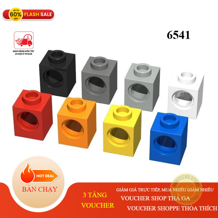 COMBO 15 Gạch Technic 1x1 Cao Với 1 Lỗ tròn - Đồ Chơi Lắp Ráp Tương Thích Part 6541