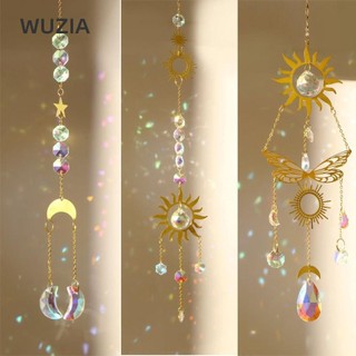 Wuzia Crystal Sun Catcher, Cầu Vồng Lăng Kính Ban Công Sân Treo Chuông Gió, Mặt Trời Vàng Mặt Trăng Ngôi Sao Trang Trí Tiệc Kính Màu Mặt Dây Chuyền Trang Trí Ngoài Trời Trong Nhà
