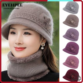  Mũ ấm mẹ EYEHPEE Mũ dệt kim thông thường chống gió cho nữ Giữ ấm dày Plus Nhung Người cao tuổi Beret Trung niên 
