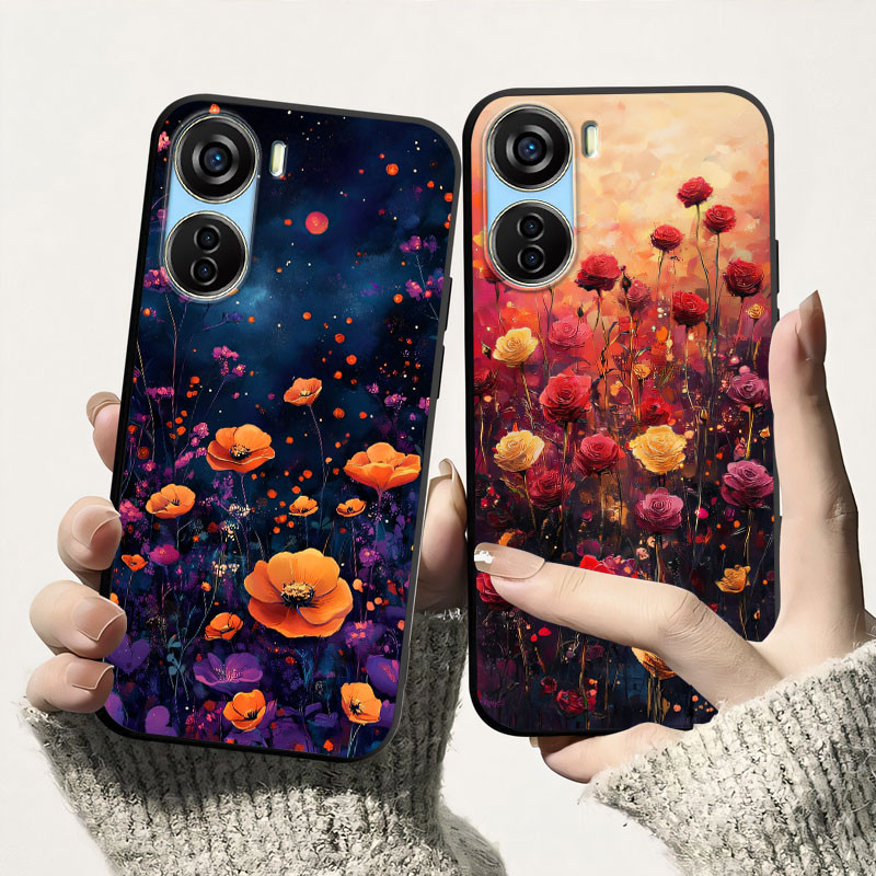 Vỏ Thời Trang Cho ZTE Blade V50 Thiết Kế 4G 5G V50 Vita Ốp Lưng In Màu Hoa Silicon Mềm TPU Vỏ Điện T