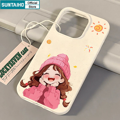 Suntaiho Ngọt Ngào Và Dễ Thương Họa Tiết Hồng Bé Gái Ốp Điện Thoại Mờ Mềm Cao Cấp Chống Sốc Cho iPhone 11 12 13 14 15 16 Pro max IP 7 8 Plus Iphon X Xs XR Xs max