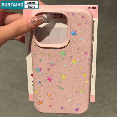 Suntaiho Dreamy và Đẹp Hồng Nhiều Màu Ngôi Sao Ốp Lưng Điện Thoại Silicon Mềm Cao Cấp Chống Sốc Cho iPhone 11 12 13 14 15 16 Pro Max IP 7 8 Plus Iphon X Xs XR Xs Max