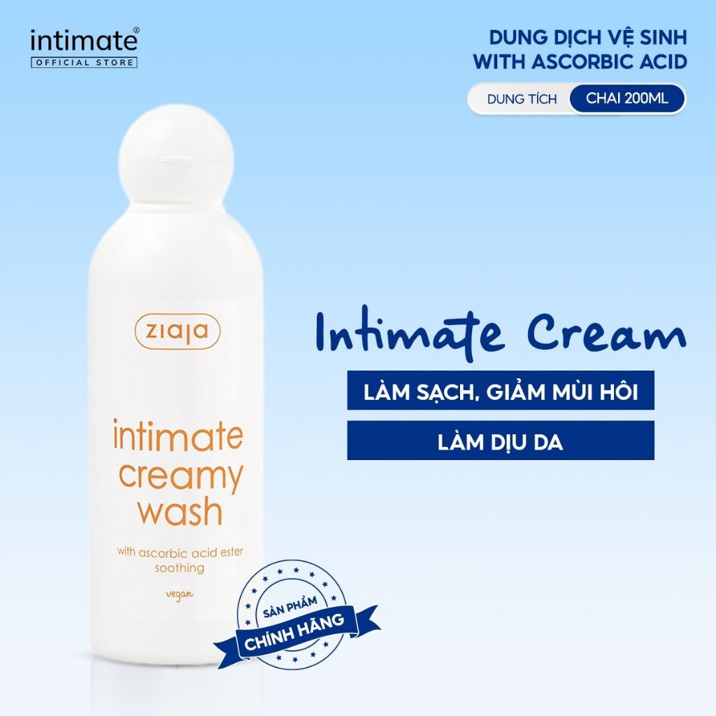 [LS] Dung Dịch Vệ Sinh Phụ Nữ Intimate With Ascorbic Acid ZIAJA Giảm Mùi Hôi, Hỗ Trợ Làm Sáng 200ml