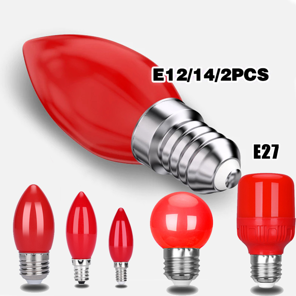 2 Bóng Đèn LED Hình Nến E12 / E14 / E27 Cho Phật Đỏ Sen Thần Phật Giáo Đám Cưới