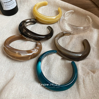 DREJEW Vòng tay mở hình học nhòe Acrylic thích hợp Vòng tay cổ điển đa năng nhẹ nhàng sang trọng tay cầm thời trang cao cấp