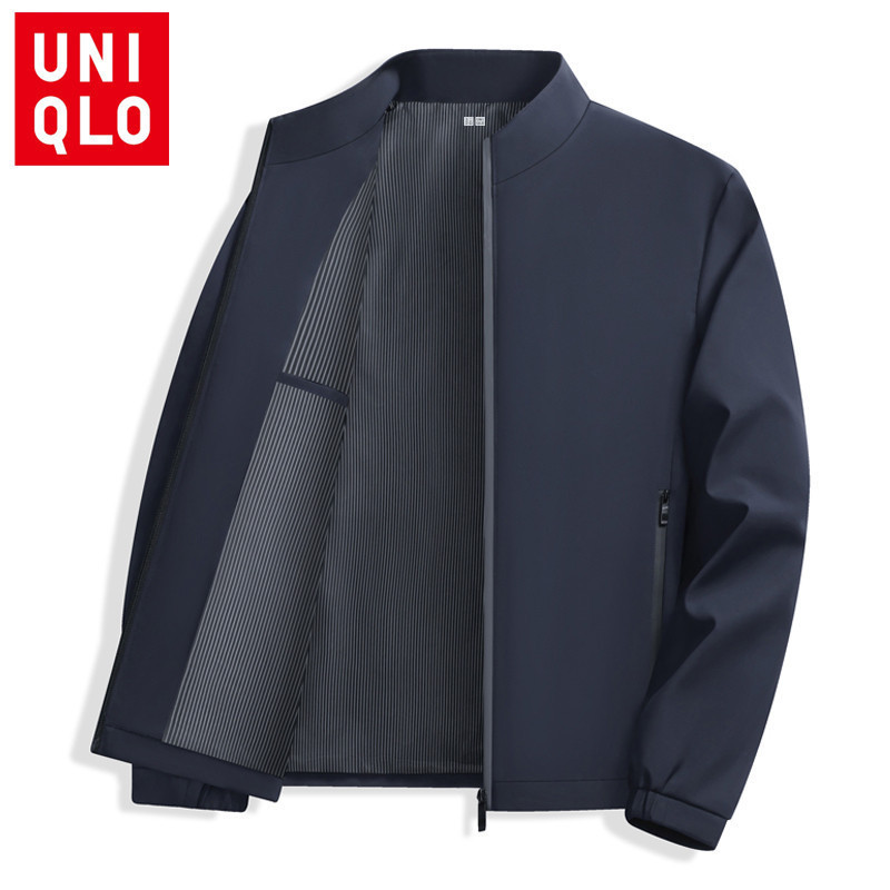 Áo khoác Bomber Uniqlo Áo khoác nam trung niên và người cao tuổi Áo khoác cổ đứng 2024 Áo khoác xuân