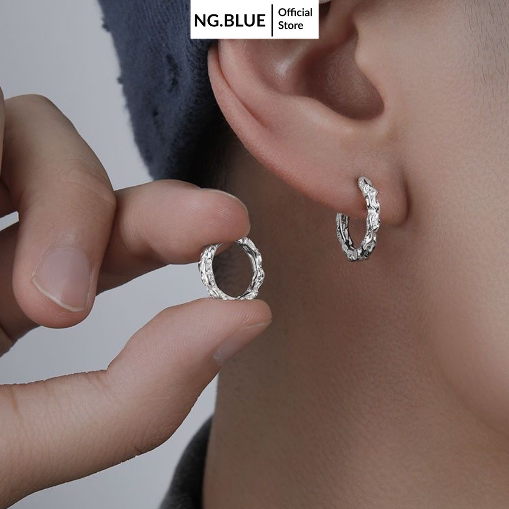 Hoa tai nam nữ bạc nhám xà cừ S925 chữ thập tròn xoắn vòng không gỉ hoa tai đẹp đính đá kim cương nụ thời trang