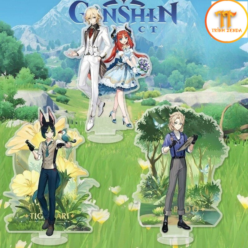 Mô hình Standee Genshin Impact Standing Anime Tighnari Albedo Nilou in hình nhân vật 2 mặt rõ nét Ph