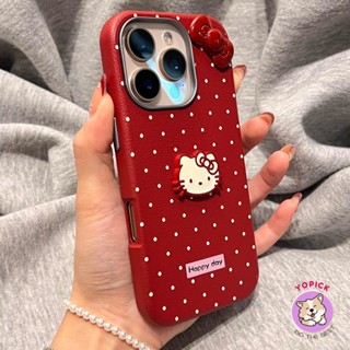 Ốp Điện Thoại Da Cho iPhone 16 16 16Pro 16Plus 16Pro Max 11 12 13 14Plus 15Pro XR XS Max 7 8Plus Vỏ Điện Thoại Cô Gái Bạn Nơ Hoạt Hình Dễ Thương Mèo Chấm Bi SP
