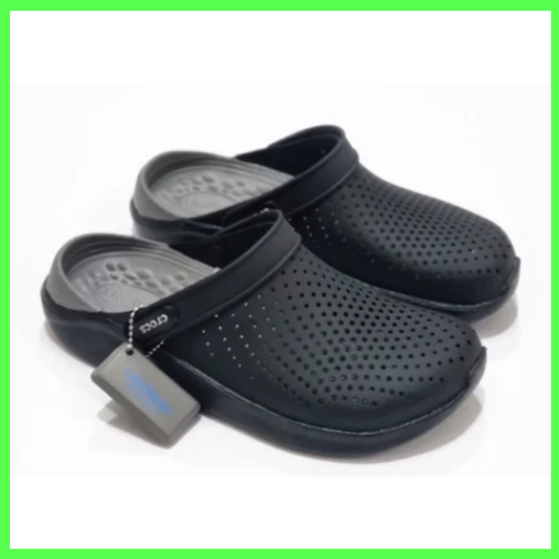 Giày nhựa đi mưa Literide màu đen (đế đen lòng xám) - Dép nhựa đi mưa siêu nhẹ và chất lượng