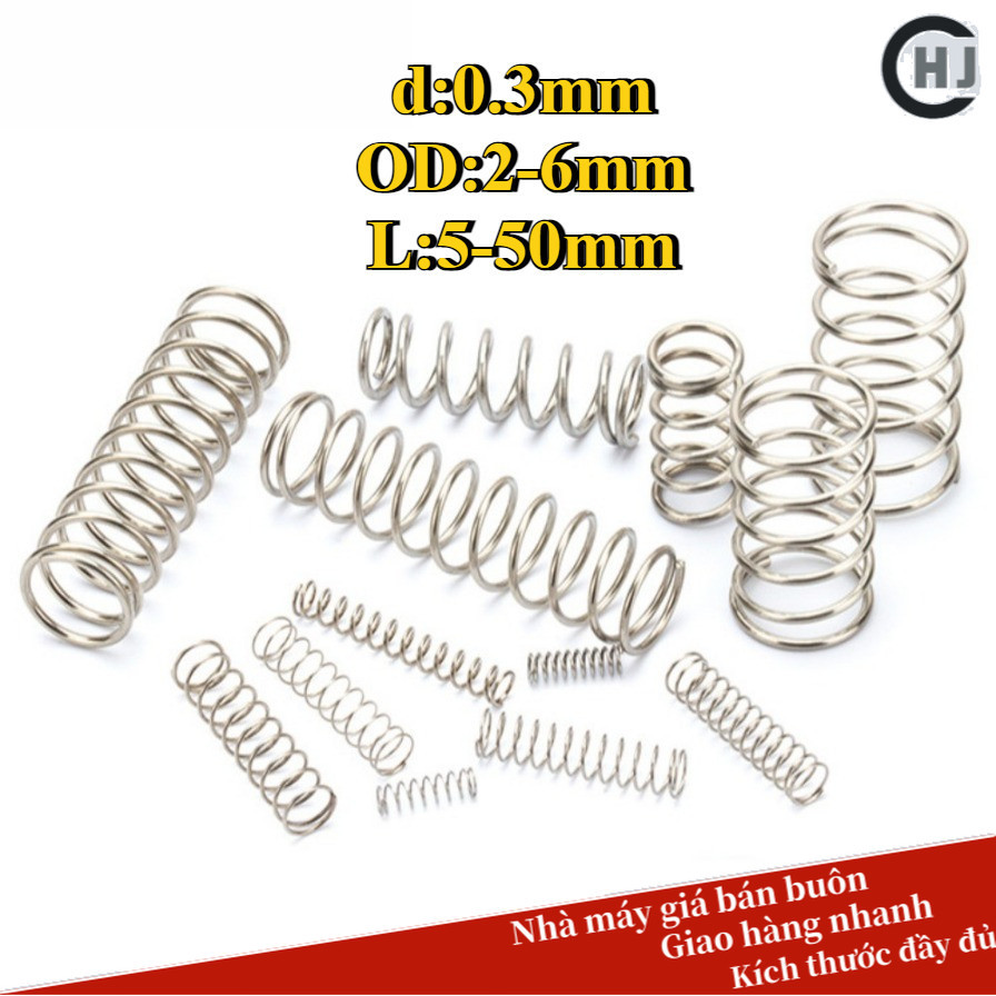 Lò xo nén  inox 304 d0.3mm OD2-6mm L 5-50mm 【 HJC-WDY-w 】