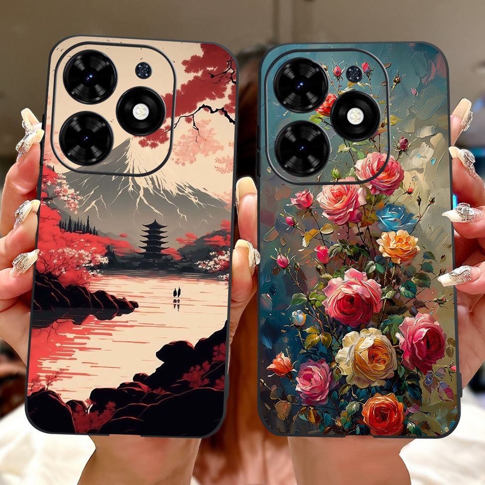 Ốp Lưng Tecno Spark 20C BG7 Thẩm Mỹ Mèo Dễ Thương Thời Trang Hoa Sơn Mặt Sau Spark 20C Tecno BG7n Vỏ