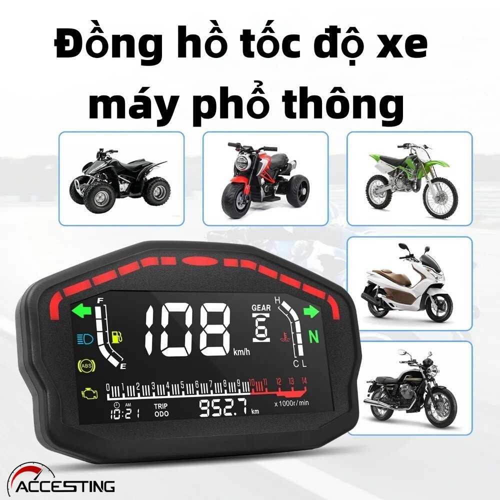 Đồng hồ đo tốc độ kỹ thuật số LCD LED phổ thông có cảm biến cho xe máy BMW Honda Ducati Kawasaki Yam