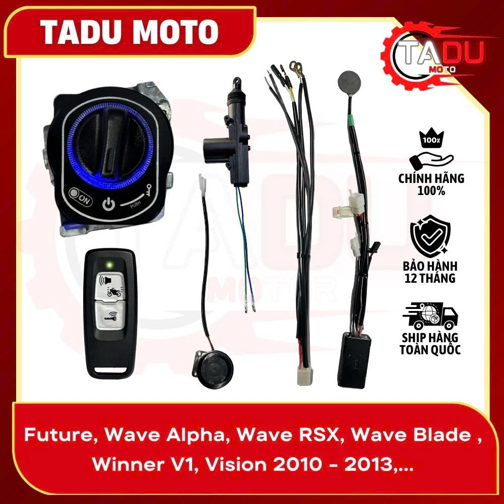 Bộ Khoá Smartkey có Led Cho xe FUTURE,WAVE,WINER V1,VISION 2010-2013,….thay ổ khoá cơ