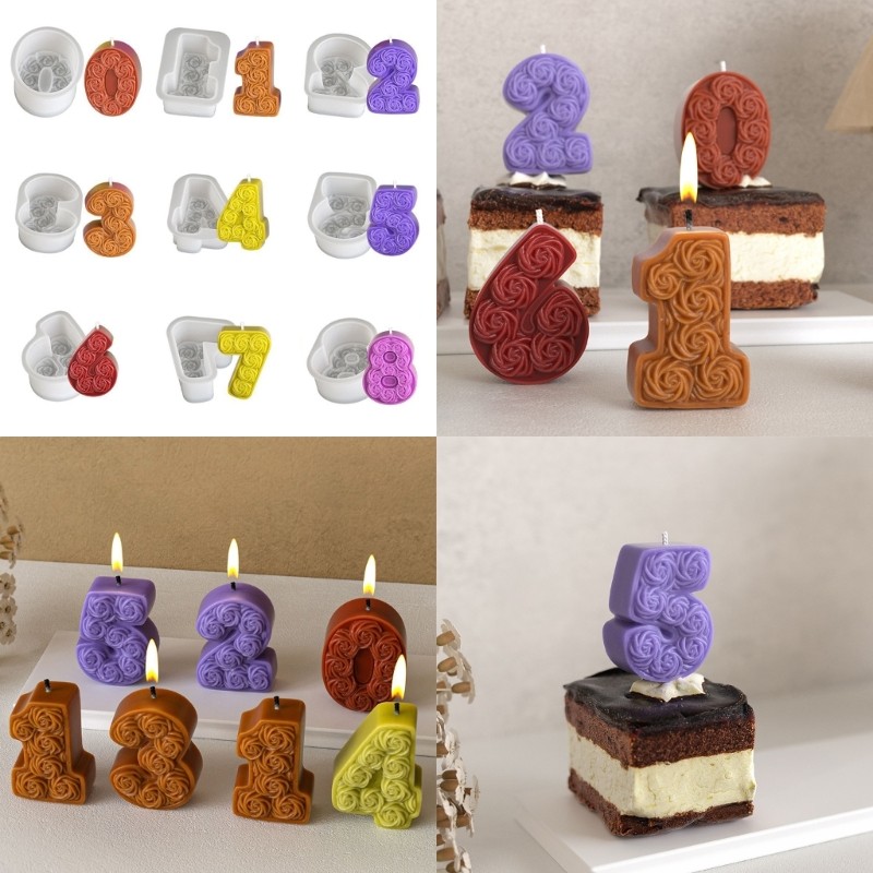Mya Rose Number 0-8 Khuôn Silicon Khuôn Nhựa Dính Khuôn Bánh Kẹo Khuôn