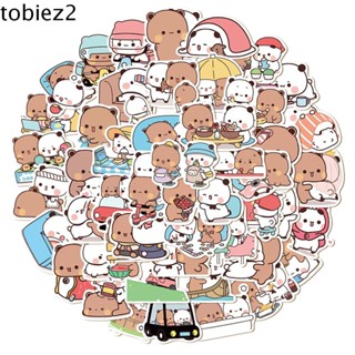 Tobiemi 50 tờ / bộ Nhãn dán gấu trúc dễ thương, Nhãn dán gấu hoạt hình gấu và gấu trúc chống nước, Nhãn dán gấu trúc hoạt hình Kawaii PVC Panda Bubu Dudu Nhãn dán chai nước