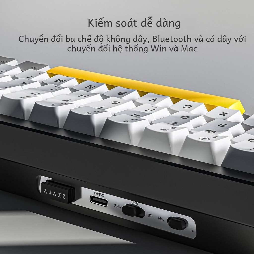 Bàn phím cơ không dây AJAZZ AK650 Bố trí 65% 66 phím với núm âm lượng màn hình 0,85in 3 chế độ BT / 2.4G / Đệm có dây Trao đổi nóng | BigBuy360 - bigbuy360.vn