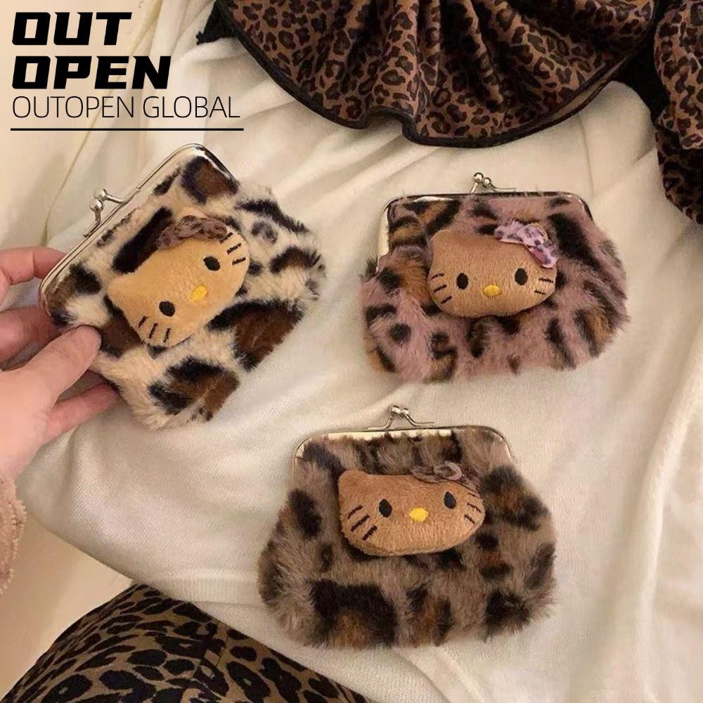 Ví Hello Kitty OUTOPEN, Túi đựng quà tặng họa tiết da báo, Ví nhỏ Hello Kitty Mini dễ thương