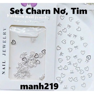  Set charm nơ tim mix kim loại đính móng trang trí Phụ Kiện nail - manh219 