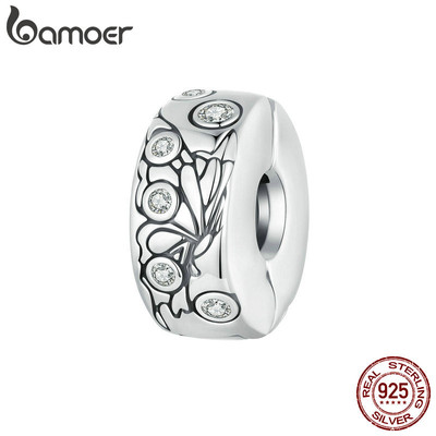 Bamoer 925 Sterling Sliver Kẹp Hạt Bướm Thiết Kế Tự Làm Cho Vòng Tay Quà Tặng Cho Nữ Scc2680