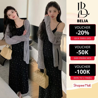 Set Váy Bầu Kèm Áo Cardigan Thu Đông Dáng Suông Dài Hoa Nhí Đi Công Sở Mẫu Mới Trend 2025 BELIA