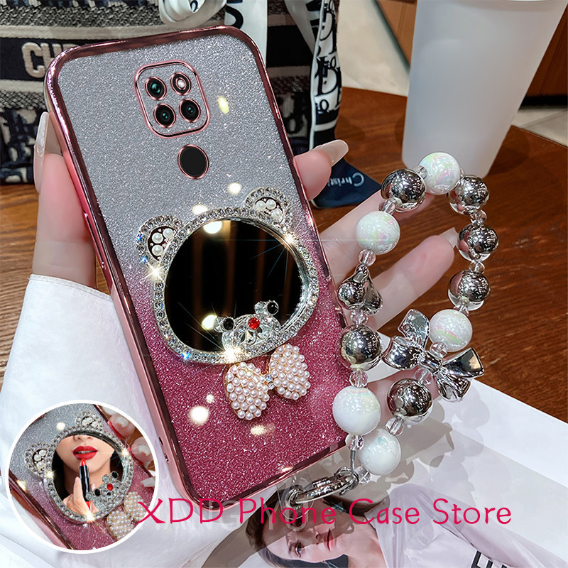 Ốp lưng Motorala MOTO G9 Play G9 Plus G9 Power Luxury Crown Bear Ear Gương trang điểm Vỏ điện thoại 