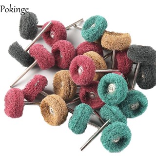 Pokinge 10 Bánh Xe Đánh Bóng, Đánh Bóng Nylon Khoan Mài Mòn Bàn Chải, Sợi Mini 2.35 Mm Shank Rust Remover Sợi Mài Đầu Mài Phụ Kiện Máy Mài