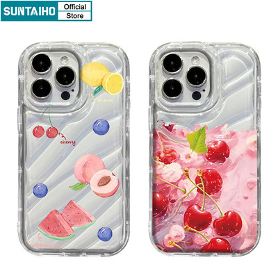 Suntaiho Lãng Mạn Anh Đào Bắn Hiệu Ứng Trong Suốt Họa Tiết Điện Thoại TPU Mềm Cao Cấp Chống Sốc Cho iPhone 11 12 13 14 15 16 Pro max IP 7 8 Plus Iphon X Xs XR Xs max