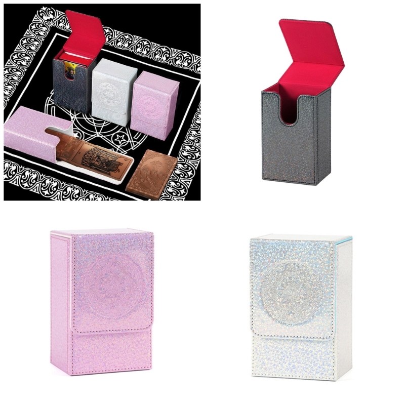 DE PU Leather Tarot Card Storage Box Game Deck Holder Sun Moon Storage Container