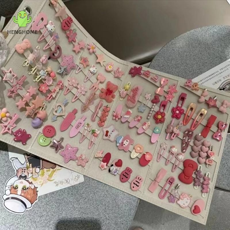 HENGHOME 30 / 50 Cái Phụ Kiện Hello Kitty Kẹp Tóc BB Clip Hello Kitty Sanrio Kẹp Tóc Màu Hồng Bộ Kẹp