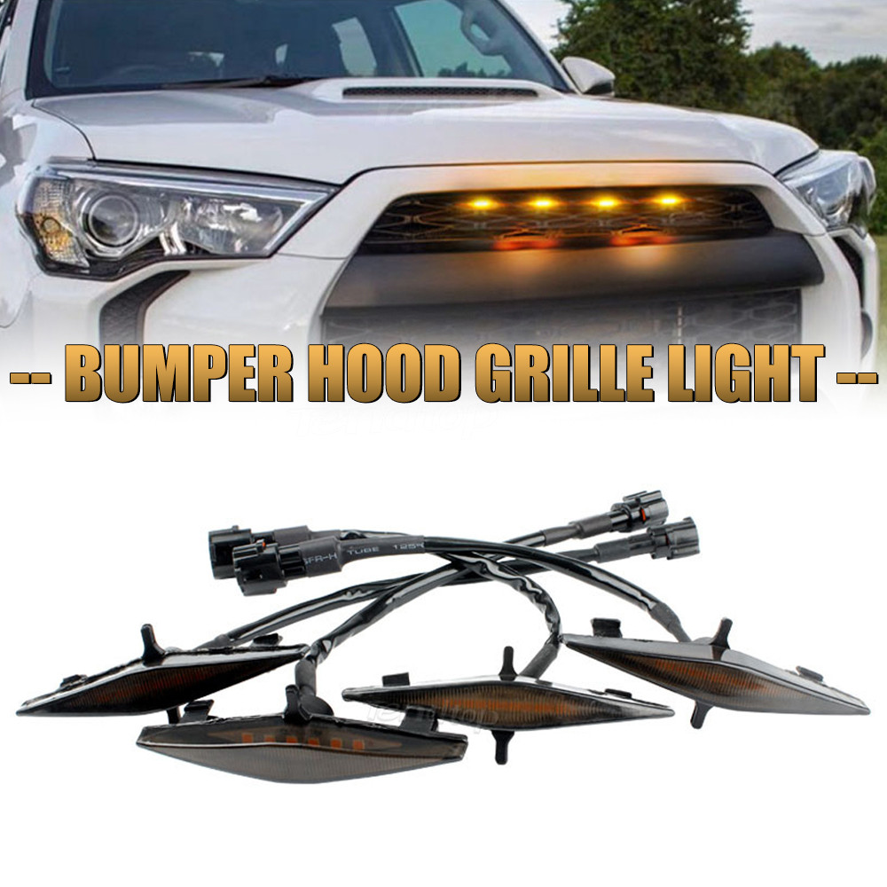 Xe Lưới Tản Nhiệt Trước Đèn LED Trước Lưới Tản Nhiệt Đèn DRL Xe Facelift Hổ Phách Cho Xe Toyota 4Run